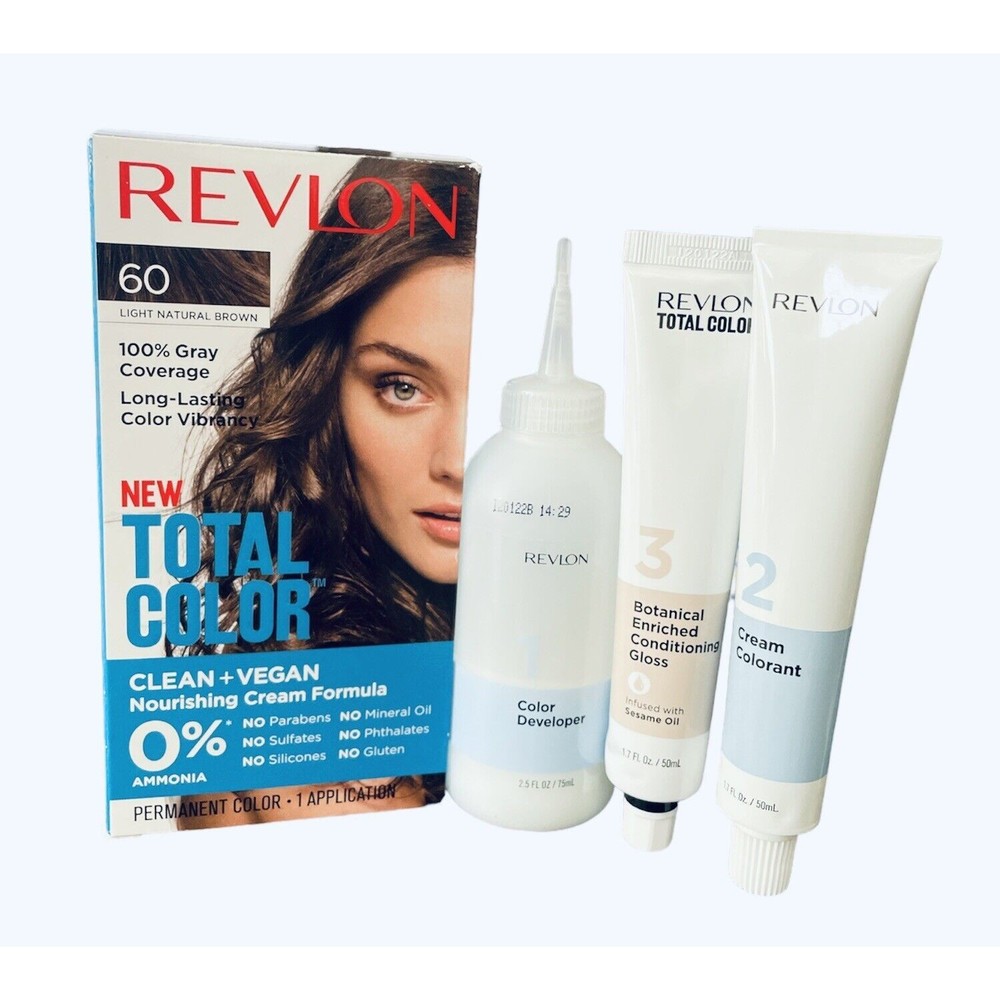 Revlon Total Color 60 Light Natural Brown Clean + Vegan Hair Dye (1 Box)